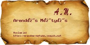 Arendás Mátyás névjegykártya