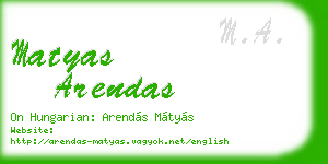 matyas arendas business card